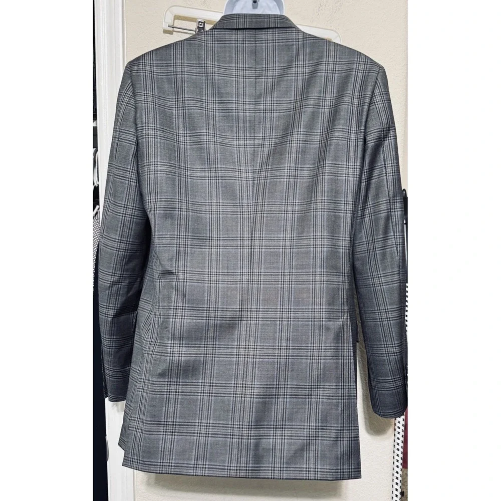 Q Clothiers Bespoke Jacket Grey Plaid 100% Wool Blazer Mens Sportcoat 40R